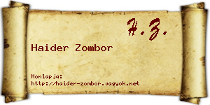 Haider Zombor névjegykártya